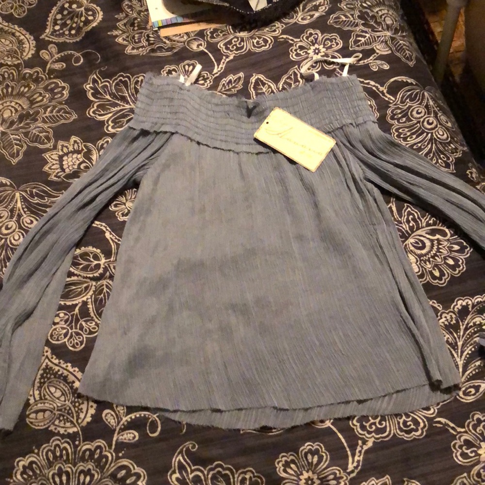 Blue off the shoulder top